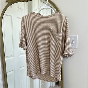 Aerie Tan and Cream Striped Top